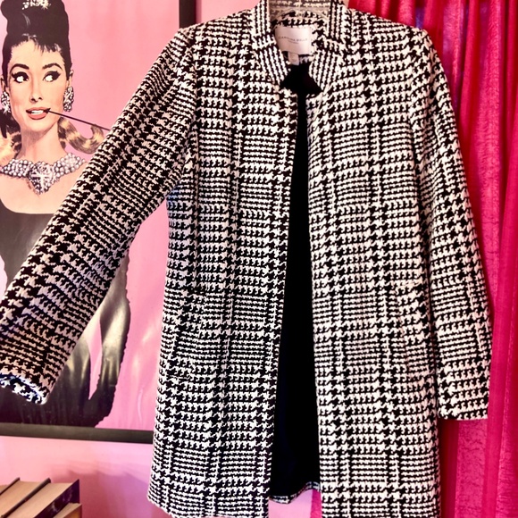 Y2K Vintage Carolina Belle Houndstooth Trenchcoat Shoulderpads Women’s Large - Picture 2 of 5